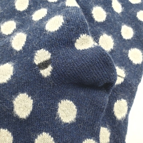 B. Ella Dots Blue White Socks Wool Cashmere Angora Bea Ladies 9-11 Imperfect - Picture 5 of 5
